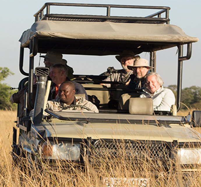 Mobile safari camp at sunset
